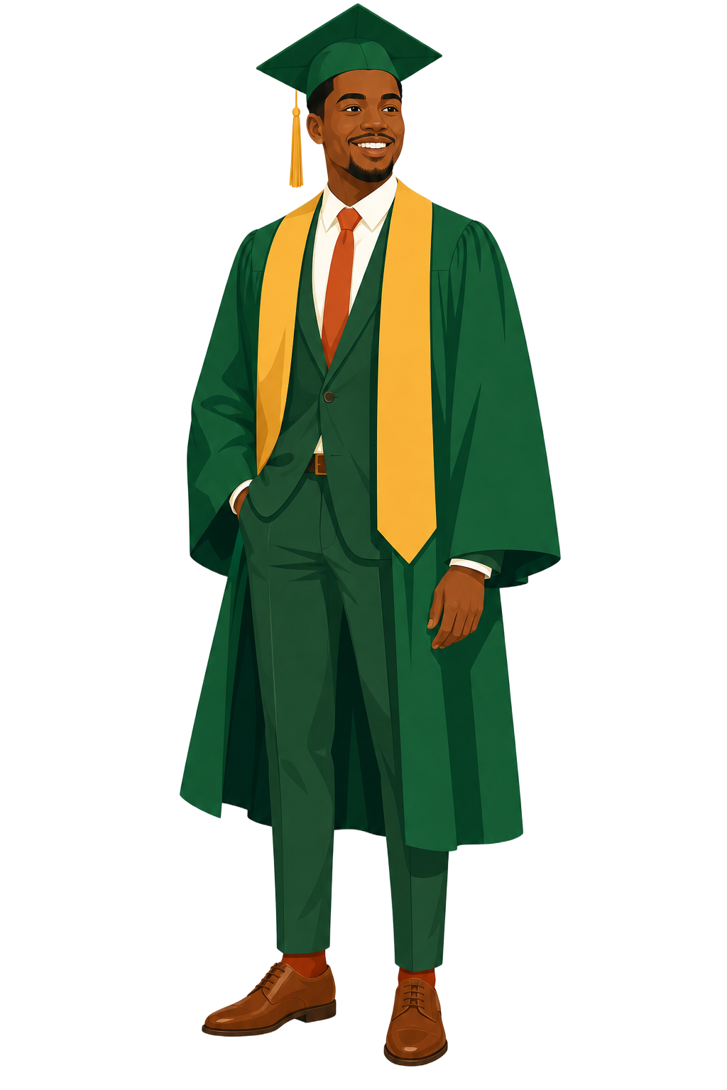 Jeune diplômé universitaire africain présentant fièrement l'application CampusLink